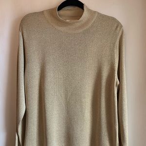 Talbots Gold Mock neck Metallic Sweater